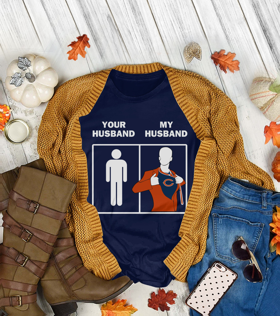 Chicago Bears My Husband Superman Logo Parody Your Husband T-Shirt