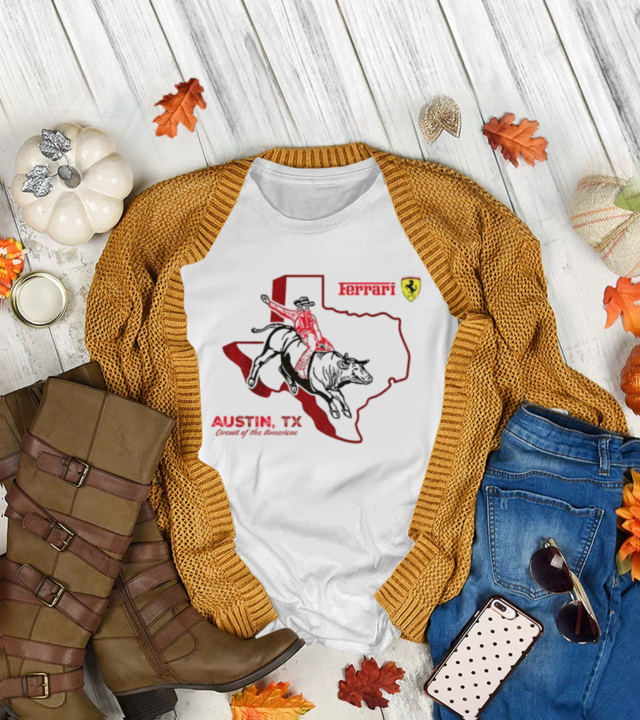Ferrari Austin Texas Circuit of the Americas Bull Rider Map Icon T-Shirt