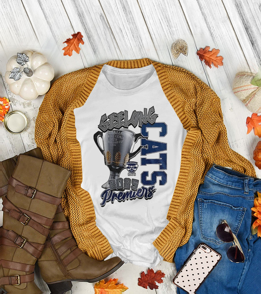 Geelong Cats AFL Premiers 2025 Champions Cup Football T-Shirt