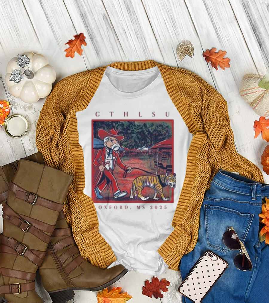 GTH LSU Rebel Walking Tiger Oxford MS 2025 T-Shirt