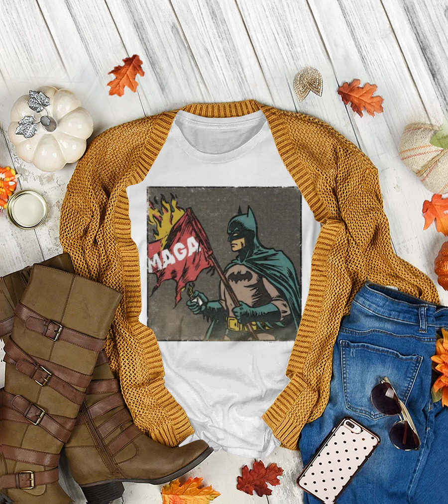 "Cult of the Batman Holding Burning MAGA Flag" T-Shirt