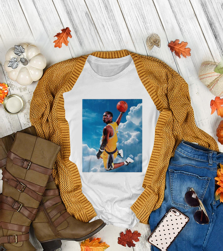 Mamba Sky High Basketball Legend Jumping Through Clouds T-Shirt
