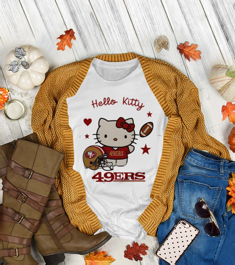 Hello Kitty 49ers Collaboration San Francisco Football Helmet T-Shirt