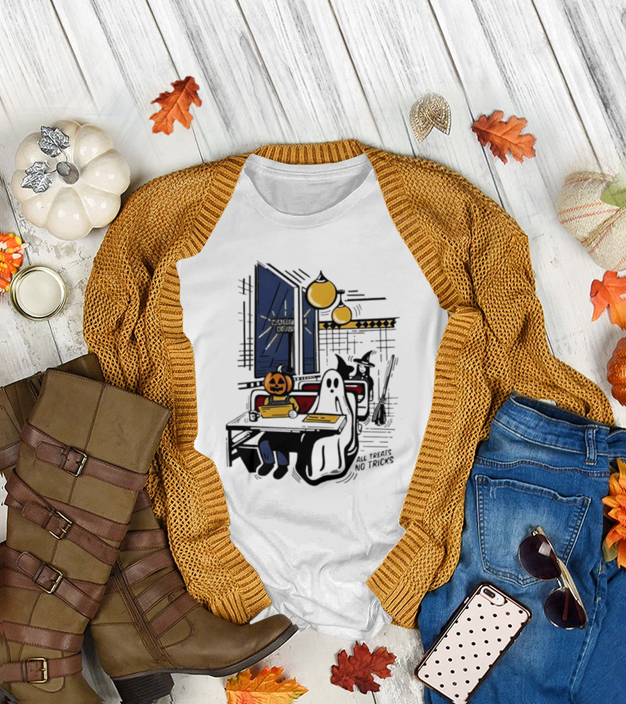 Waffle House Halloween All Treats No Tricks Jack-O-Lantern Characters T-Shirt