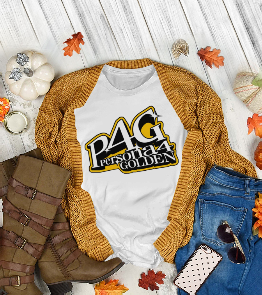 Persona 4 Golden Atlus P4G Yellow Black Text T-Shirt