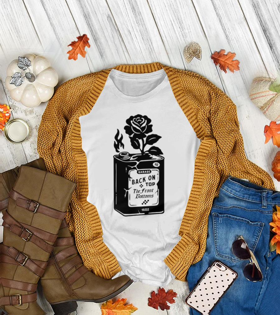 Back On Top The Front Bottoms Lighter-Inspired Art with Rose Motif T-Shirt
