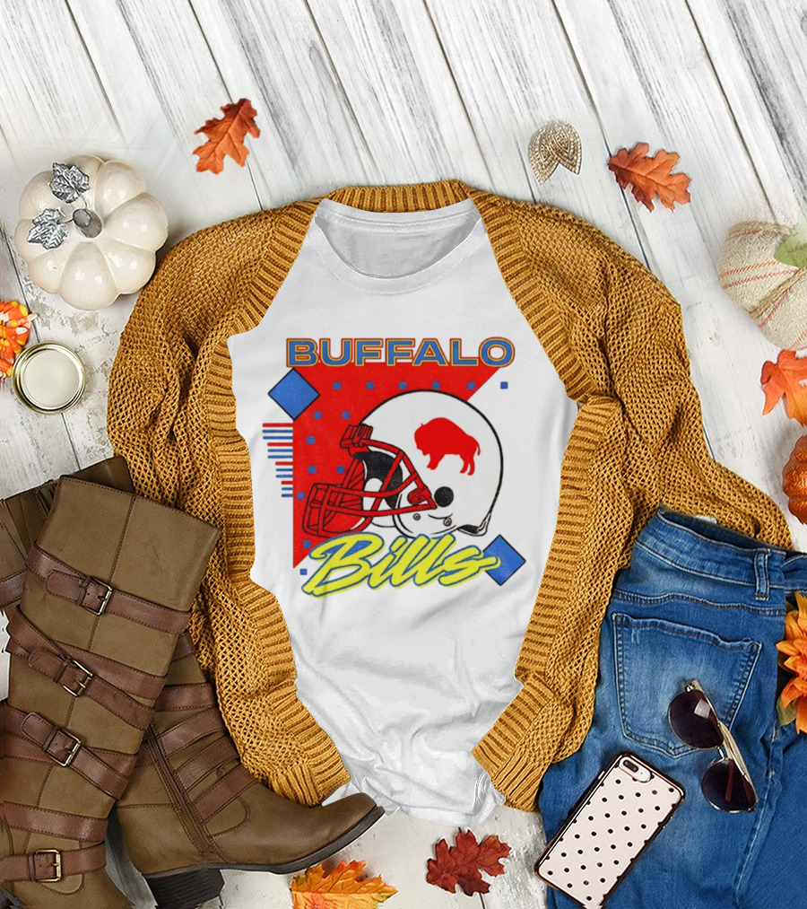 Buffalo Bills 90s Style Football Helmet Retro NFL Game Day T-Shirt