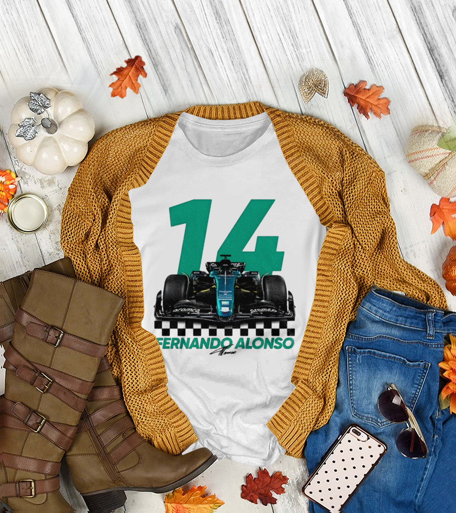 Fernando Alonso 14 F1 Racing Legend Signature Motorsport Fan T-Shirt