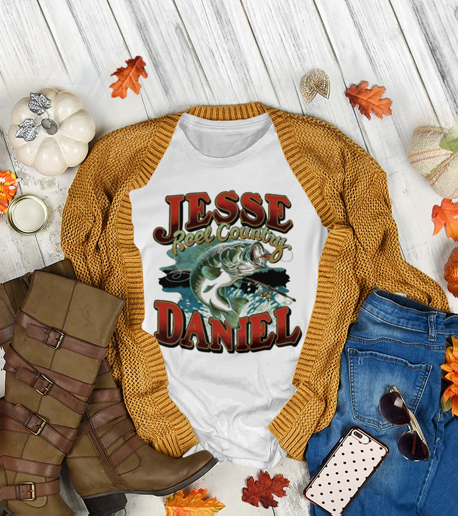 Jesse Daniel Reel Country Fishing Bass and Rod Adventure T-Shirt
