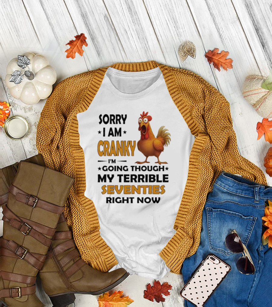 Cranky Chicken Going Through Seventies T-Shirt