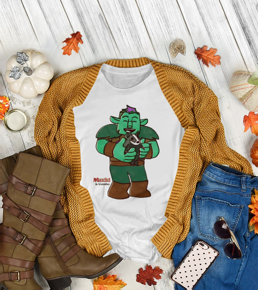 Mudd & Omino Goblin Character Embracing Pet Badger T-Shirt