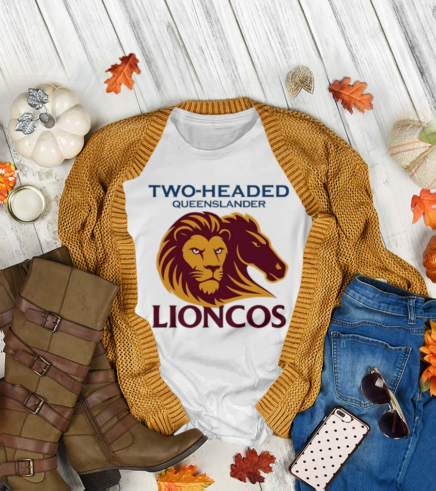 Two Headed Queenslander Lioncos Lion and Horse Head T-Shirt
