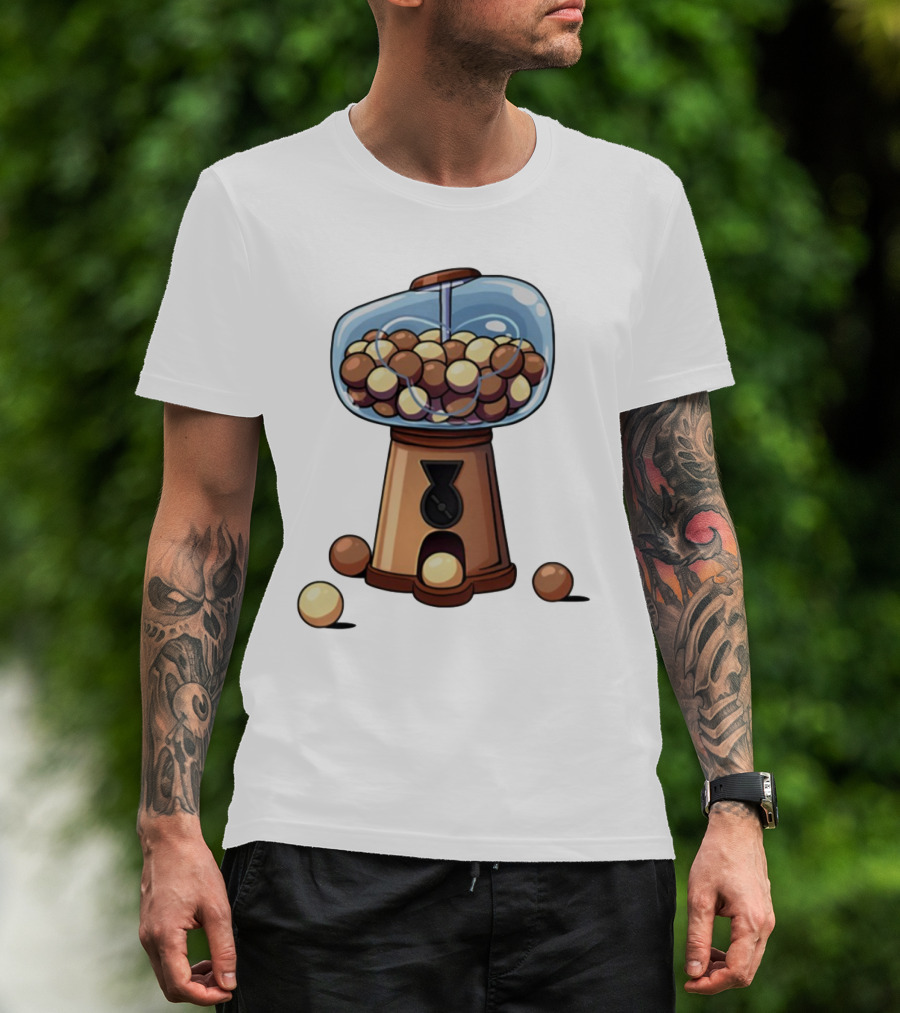 Gum Ball Machine With Brown And Cream Gumballs T-Shirt