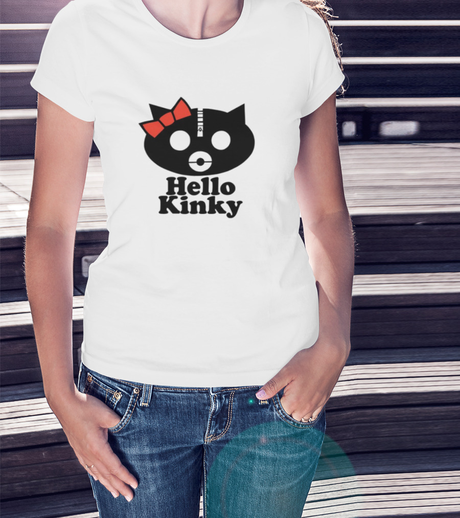Hello Kinky Kitty With Red Bow Gorillaz T-Shirt