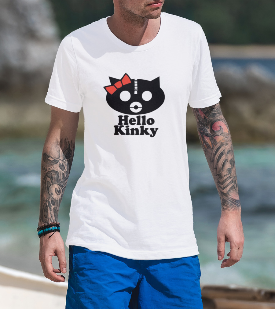 Hello Kinky Kitty With Red Bow Gorillaz T-Shirt