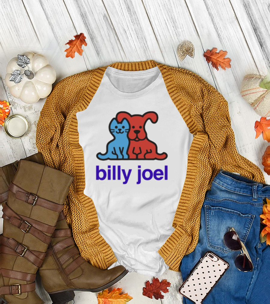 Billy Joel Cat Dog Duo Design T-Shirt