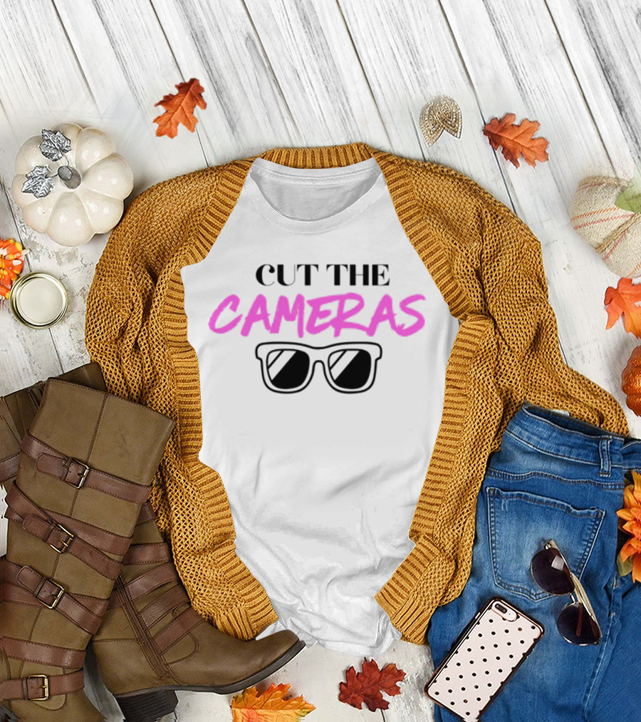 Cut The Cameras Pink Bold Sunglasses T-Shirt