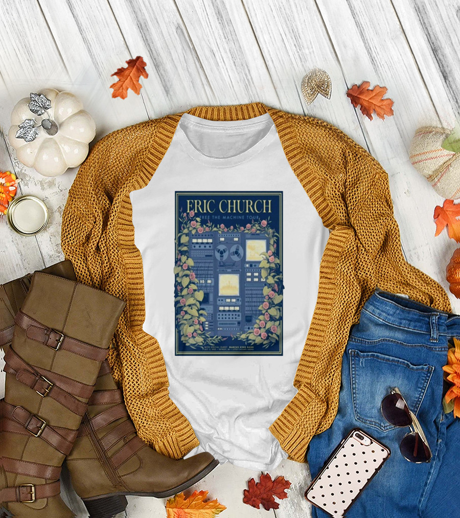 Eric Church Free The Machine Tour 2025 Marcus King Band Little Caesars Arena Detroit T-Shirt