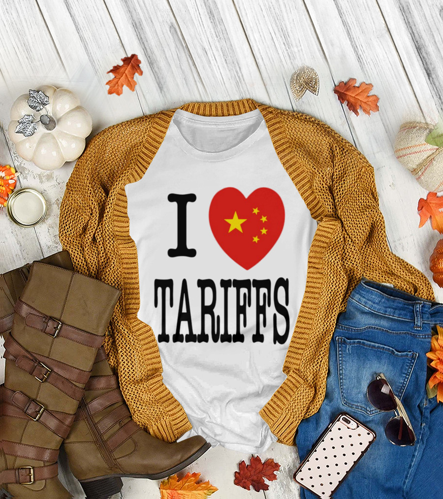Flags Heart Tariffs China Stars T-Shirt