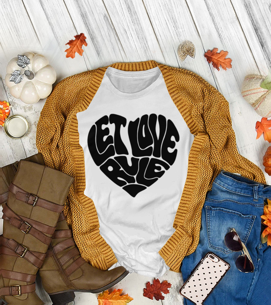 Lennykravitz Let Love Rule Heart Text Portrait Style T-Shirt