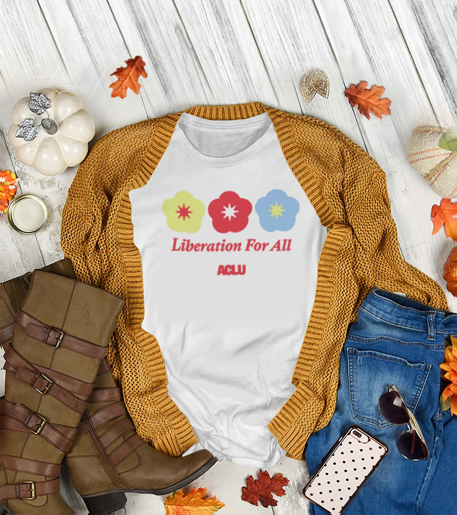 Liberation For All ACLU Flowers Red Yellow Blue T-Shirt