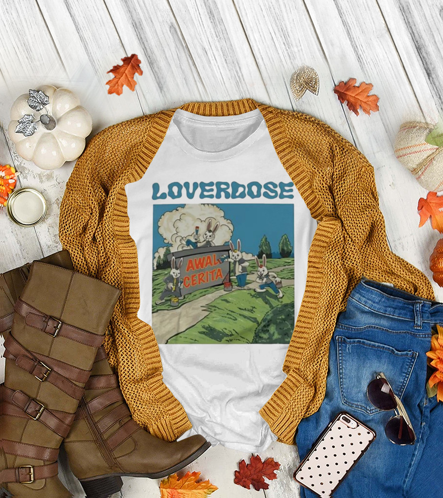 Loverdose Awal Cerita Rabbits Painting Sign T-Shirt