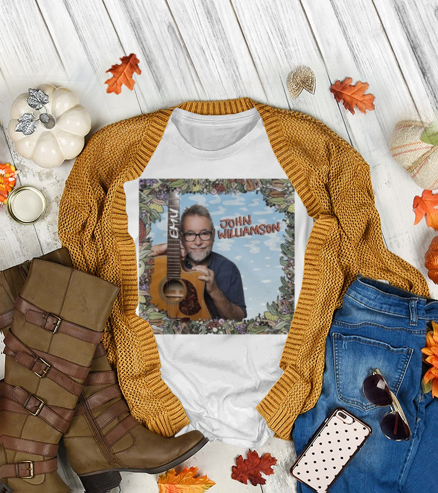John Williamson EMU Guitar Ausmusic Floral Border T-Shirt