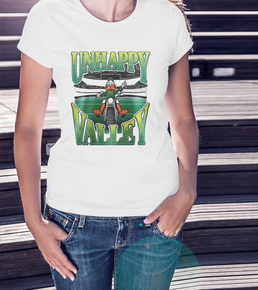 Oregon Ducks Unhappy Valley Mascot Motorcycle Rider T-Shirt