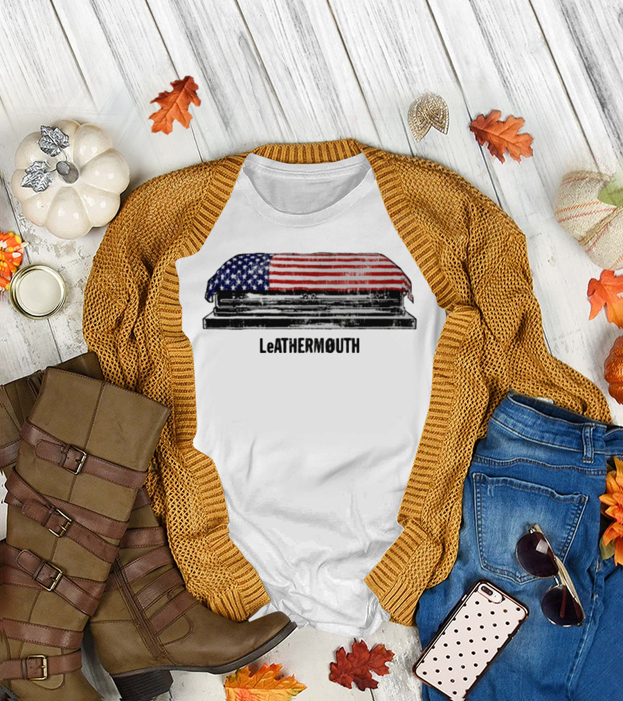Leathermouth American Flag Coffin T-Shirt