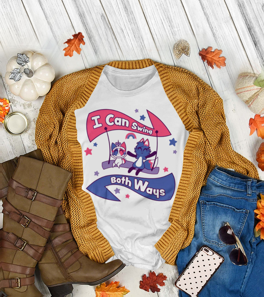 I Can Swing Both Ways Cute Cats Stars Rainbow T-Shirt
