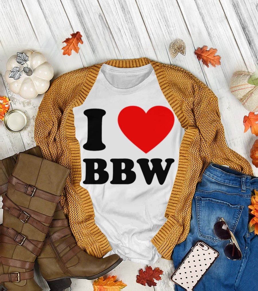 I Love BBW Heart Symbol Statement T-Shirt