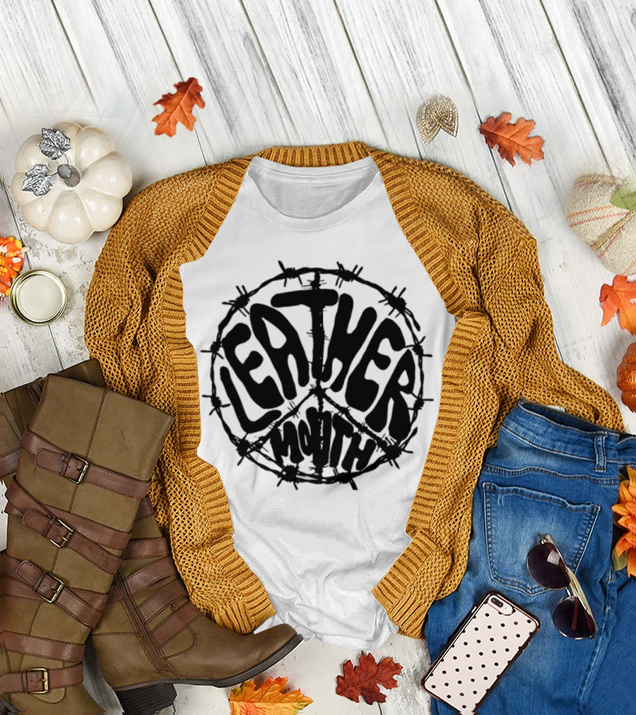 Leathermouth Barbed Wire Peace Symbol Grunge Aesthetic T-Shirt