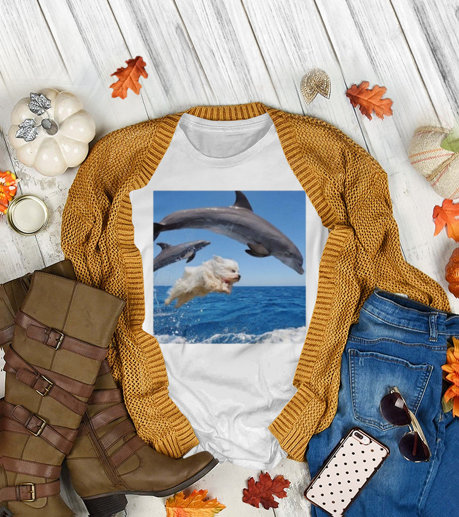 Dog Jump with Dolphin Ocean Adventure T-Shirt