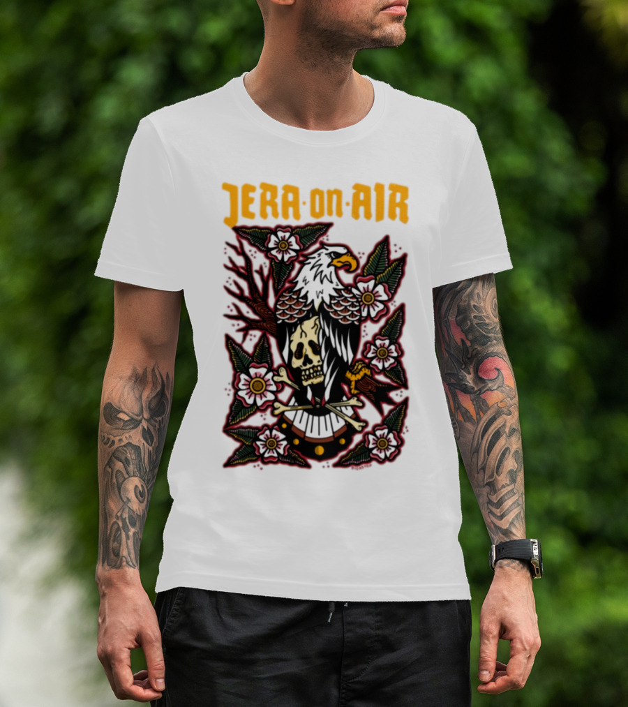 Richie Disaster Jera On Air Eagle Skull Floral Design T-Shirt