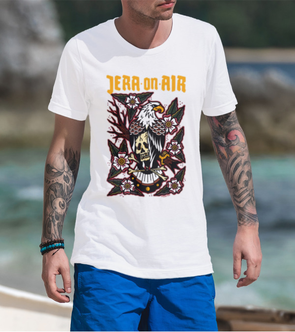 Richie Disaster Jera On Air Eagle Skull Floral Design T-Shirt