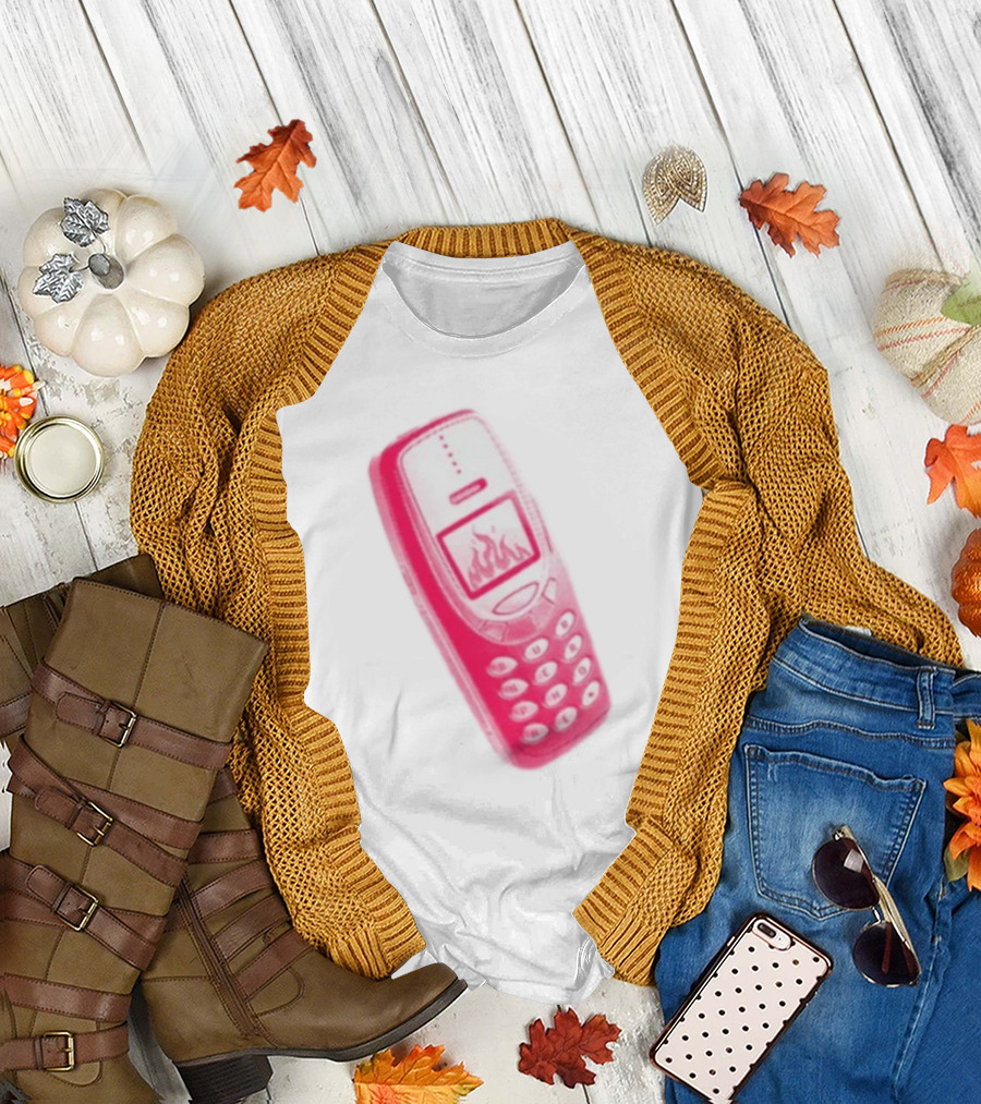 Ben Ellis The Burner Phone Retro Cell Fire Graphic T-Shirt