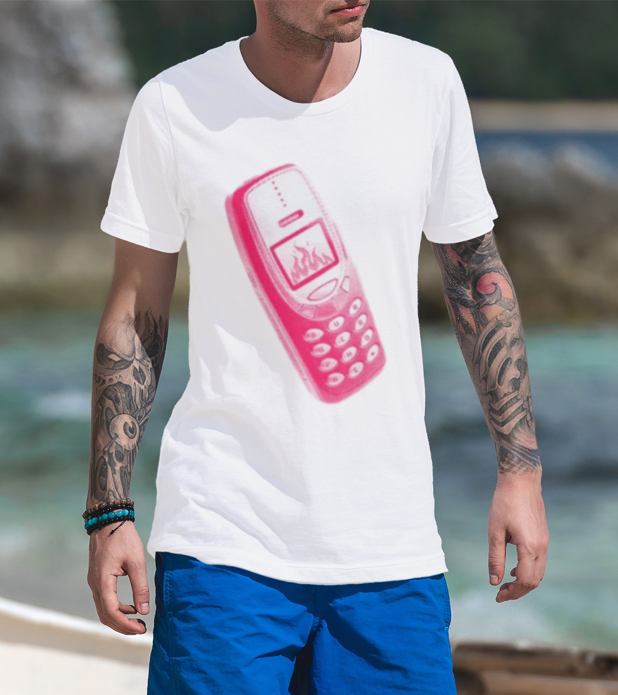 Ben Ellis The Burner Phone Retro Cell Fire Graphic T-Shirt