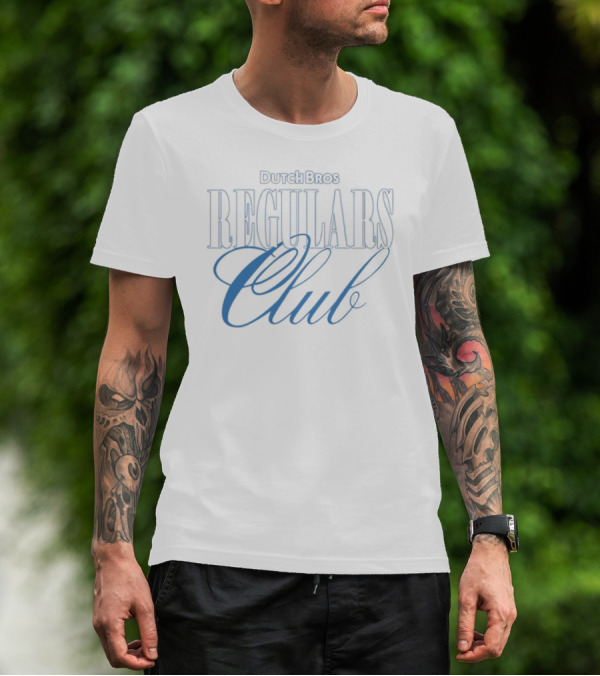Dutch Bros Regulars Club Membership Blue Text T-Shirt