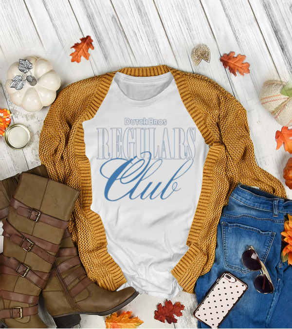 Dutch Bros Regulars Club Membership Blue Text T-Shirt