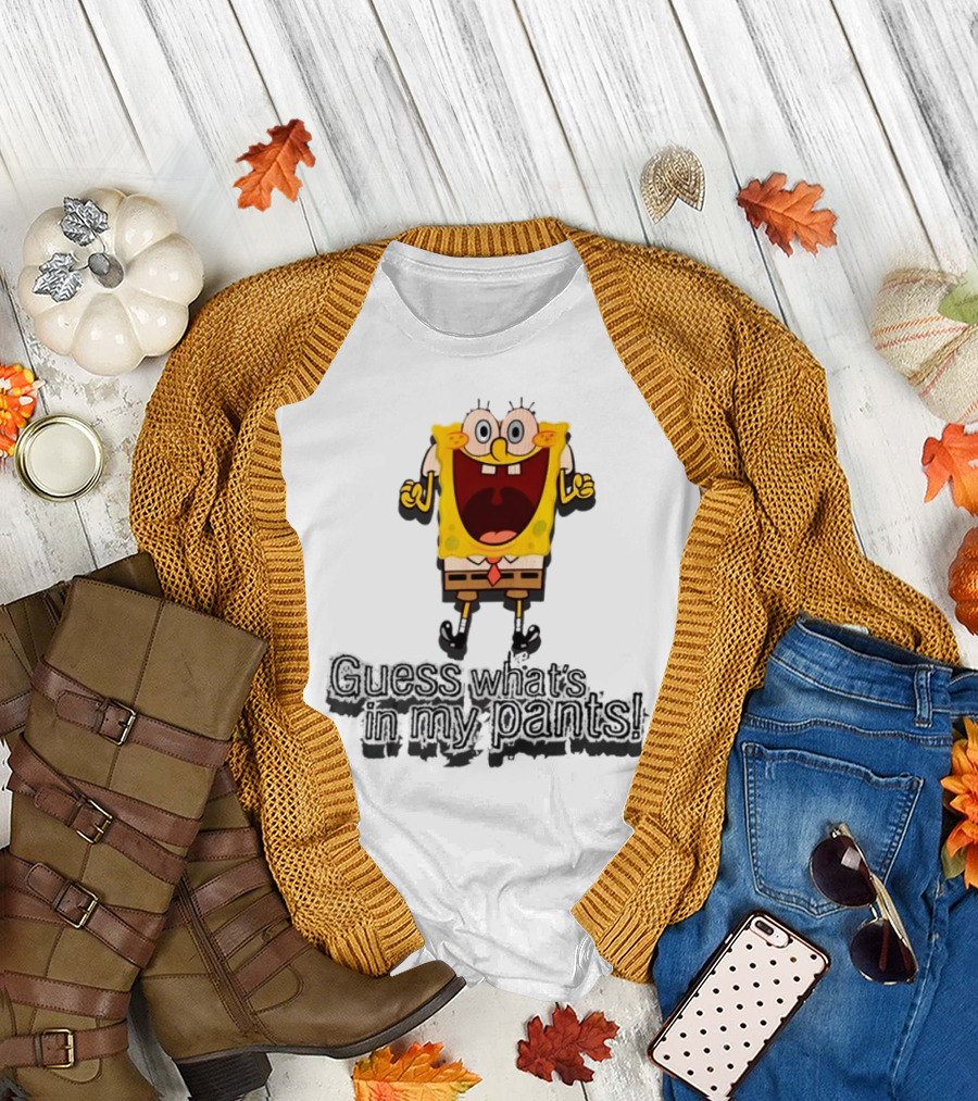 "Guess What's In My Pants Funny SpongeBob SquarePants Patrick Reference" T-Shirt
