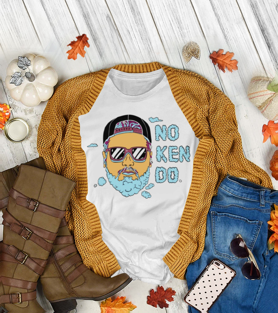 No Ken Do Trippy Ken Sunglasses Beard Cartoon T-Shirt