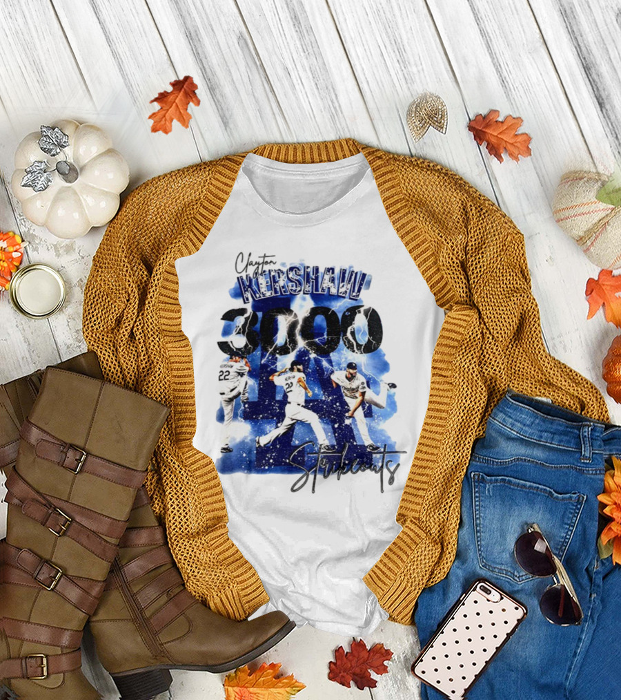 Clayton Kershaw 3000 Strikeouts Los Angeles Dodgers MLB Vintage T-Shirt