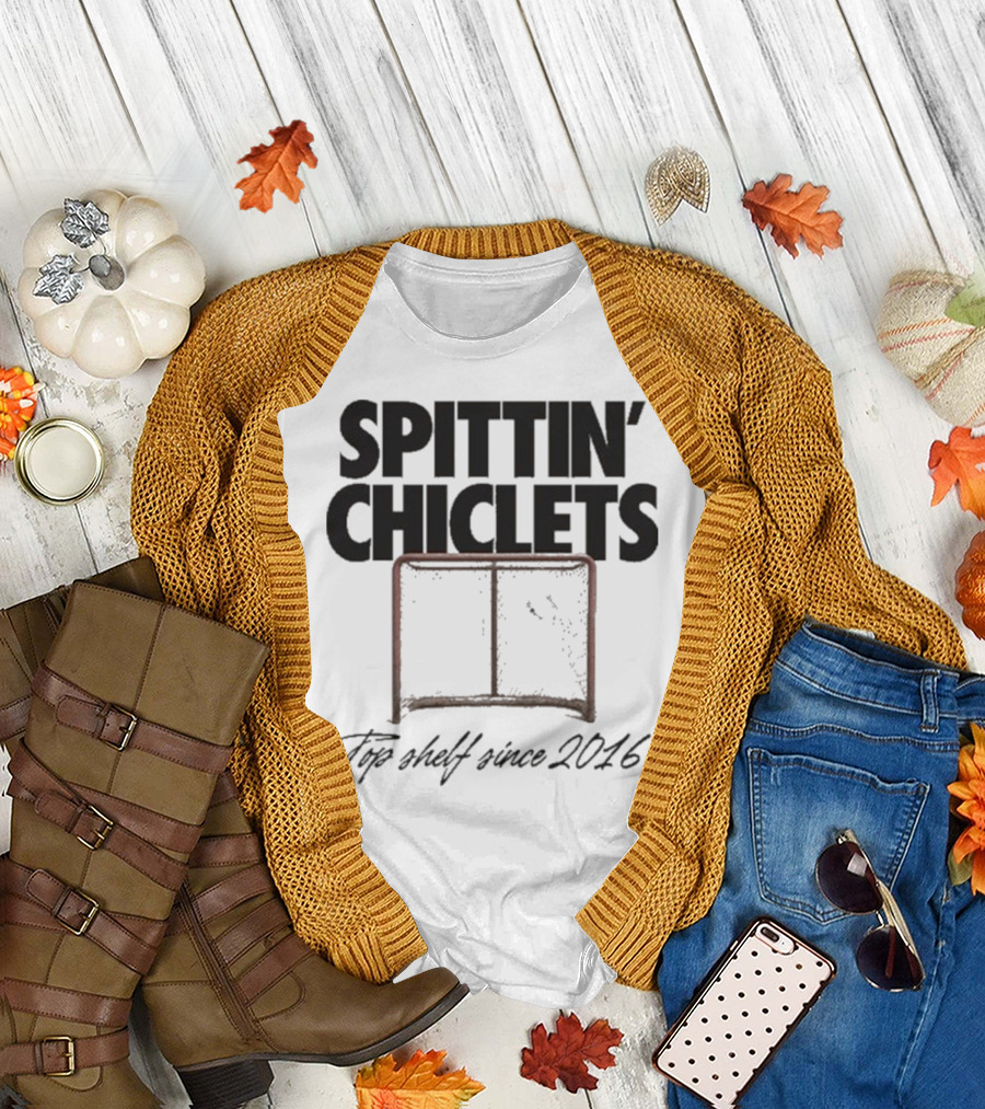 Spittin Chiclets Top Shelf Since 2016 Hockey Net T-Shirt