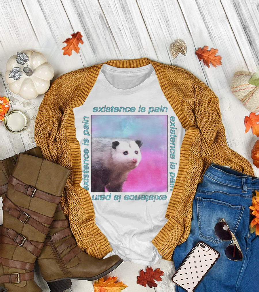Existence Is Pain Possum Vintage Retro Theme T-Shirt