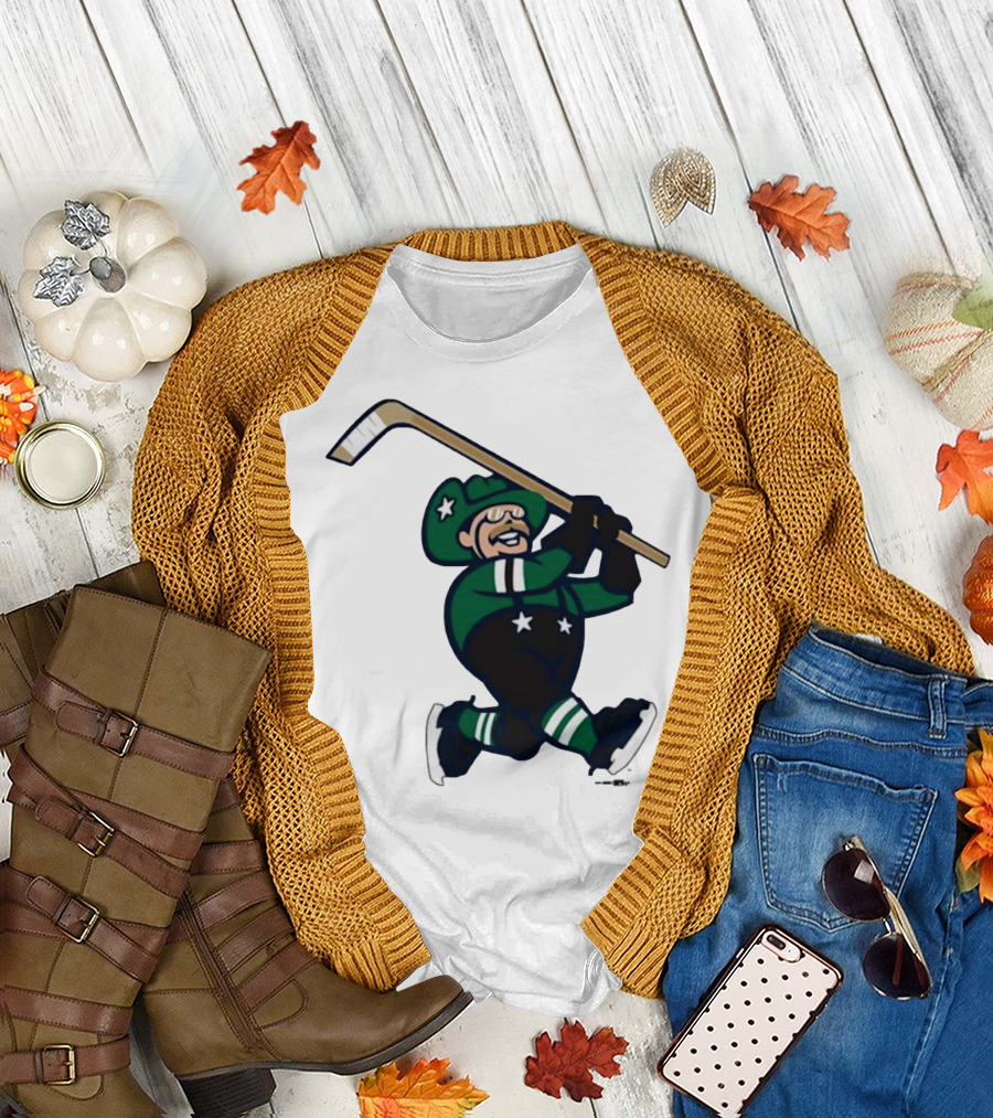 Frisco RoughRiders Dallas Stars Night Mascot Skating Youth Hockey T-Shirt