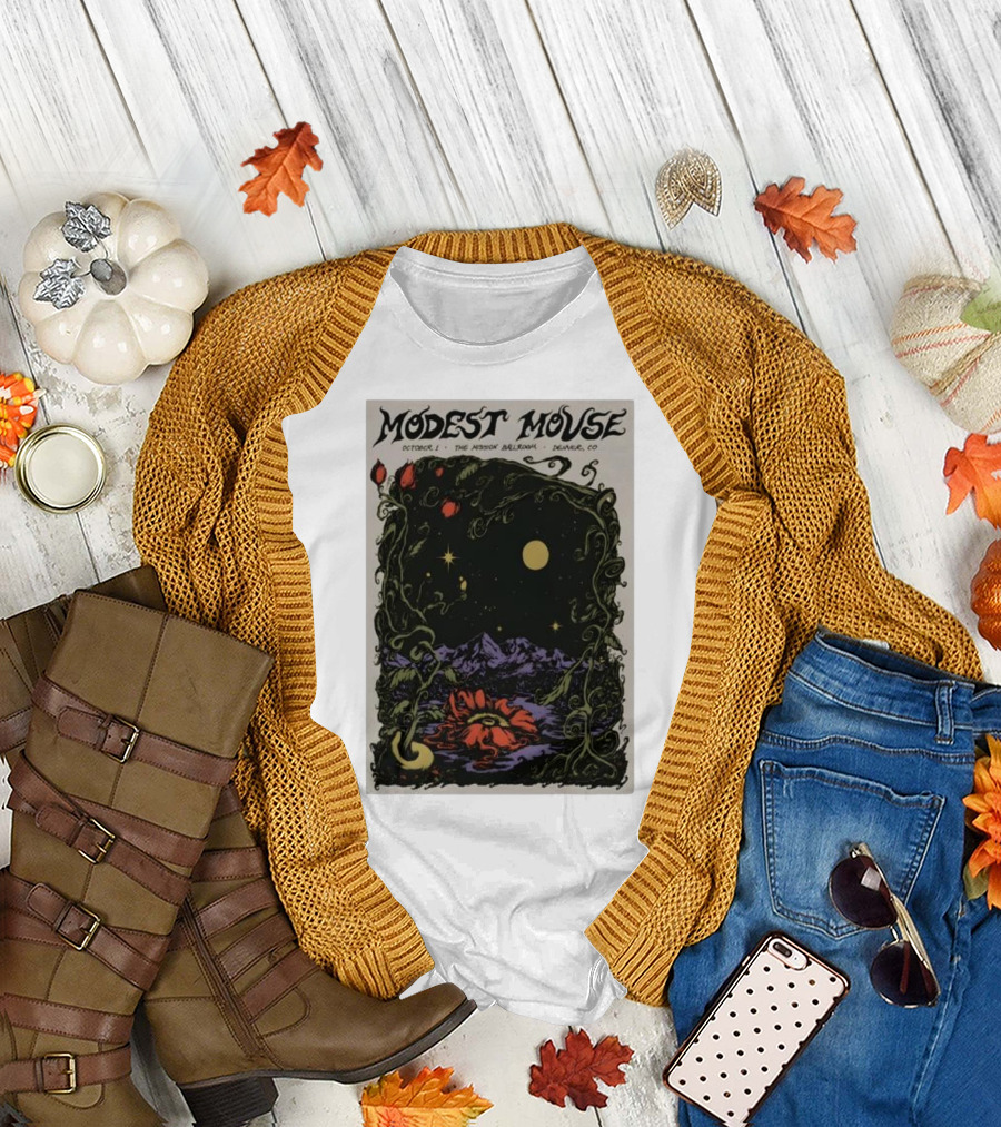 Modest Mouse October 1 The Mission Ballroom Denver CO Moonlit Floral Mountain T-Shirt