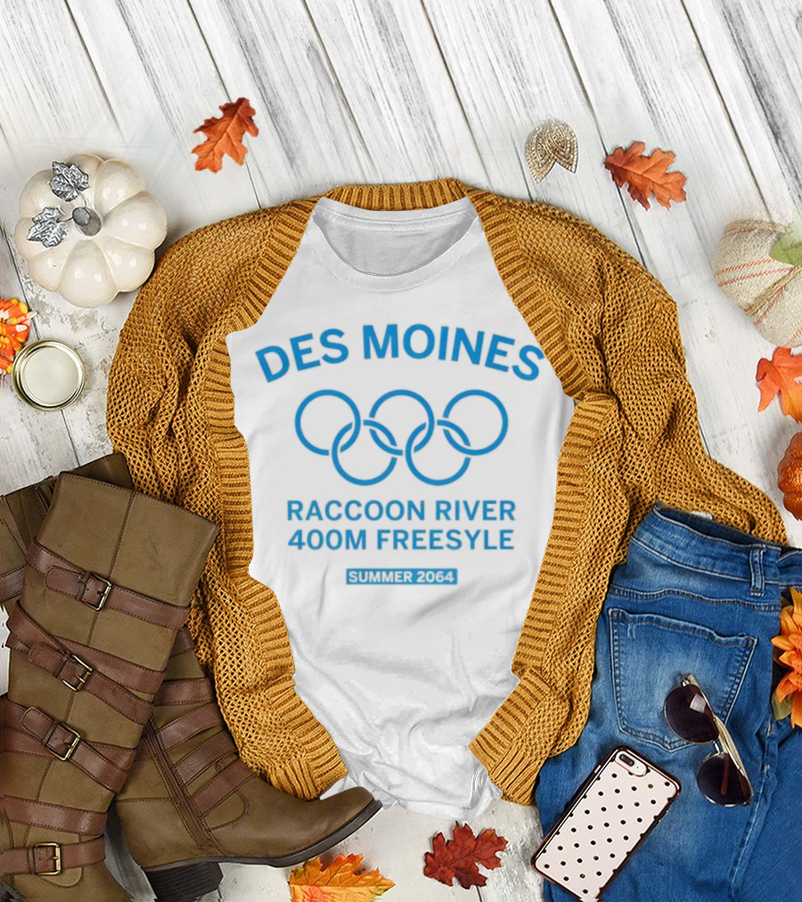 Des Moines Raccoon River 400m Freestyle Summer 2064 Olympic Rings T-Shirt