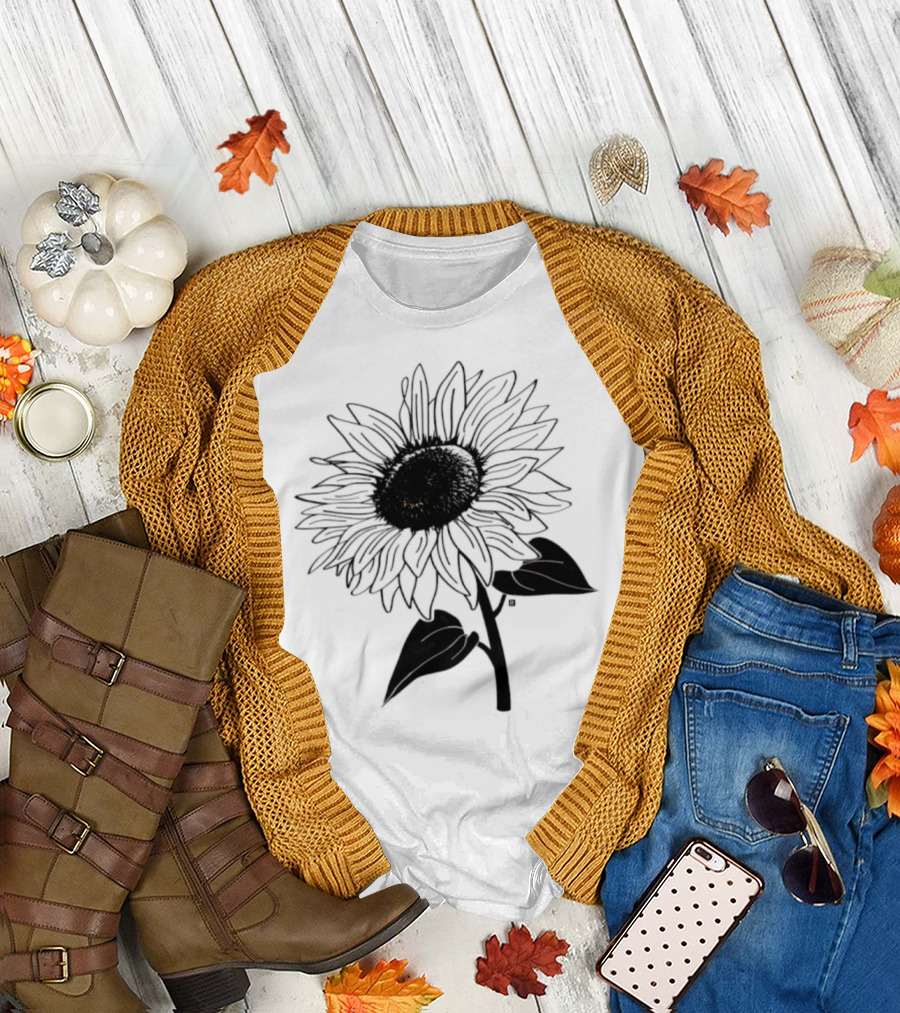 Sunflower Beautiful Botanical Art T-Shirt