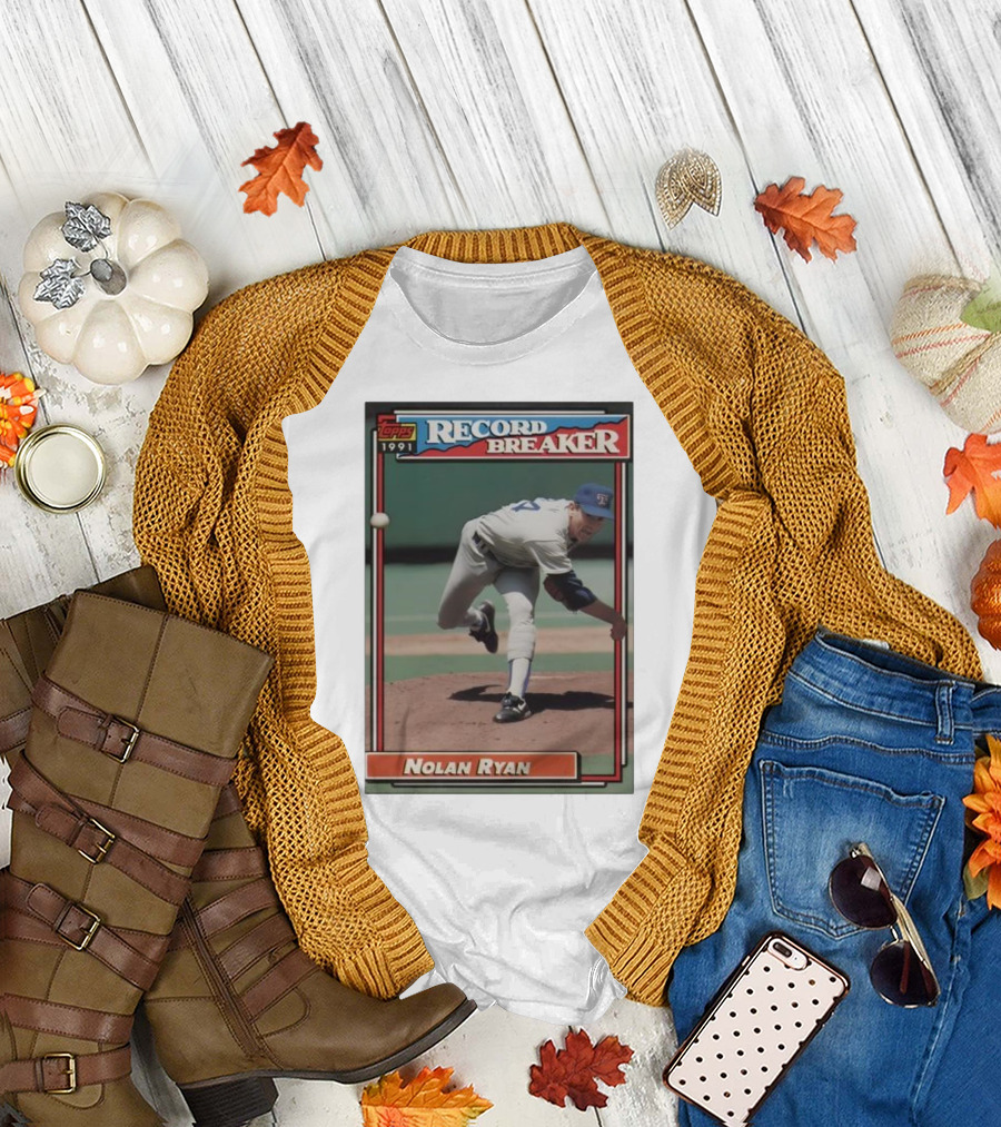 Topps 1991 Nolan Ryan Texas Rangers Record Breaker MLB T-Shirt