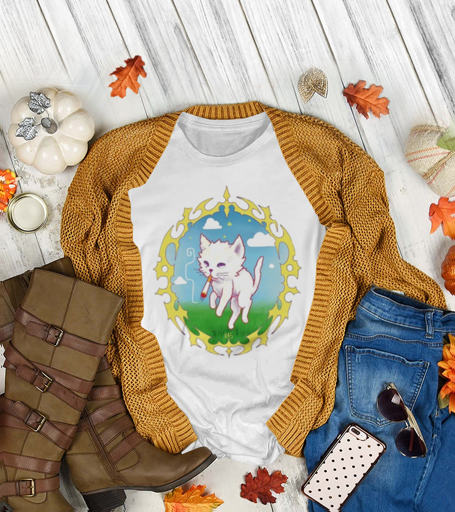 Where's Your Head At Cat Kitties Cosmic Chill Smoke Art T-Shirt